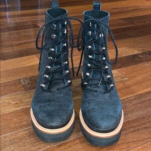 Black Lace-Up Women's Boots